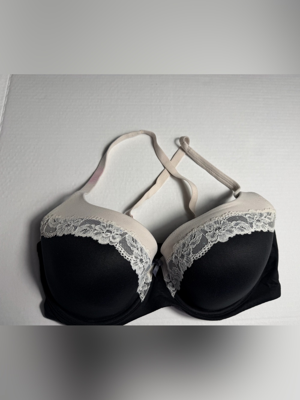 Victoria's Secret Black Bra with Cream Lace Trim